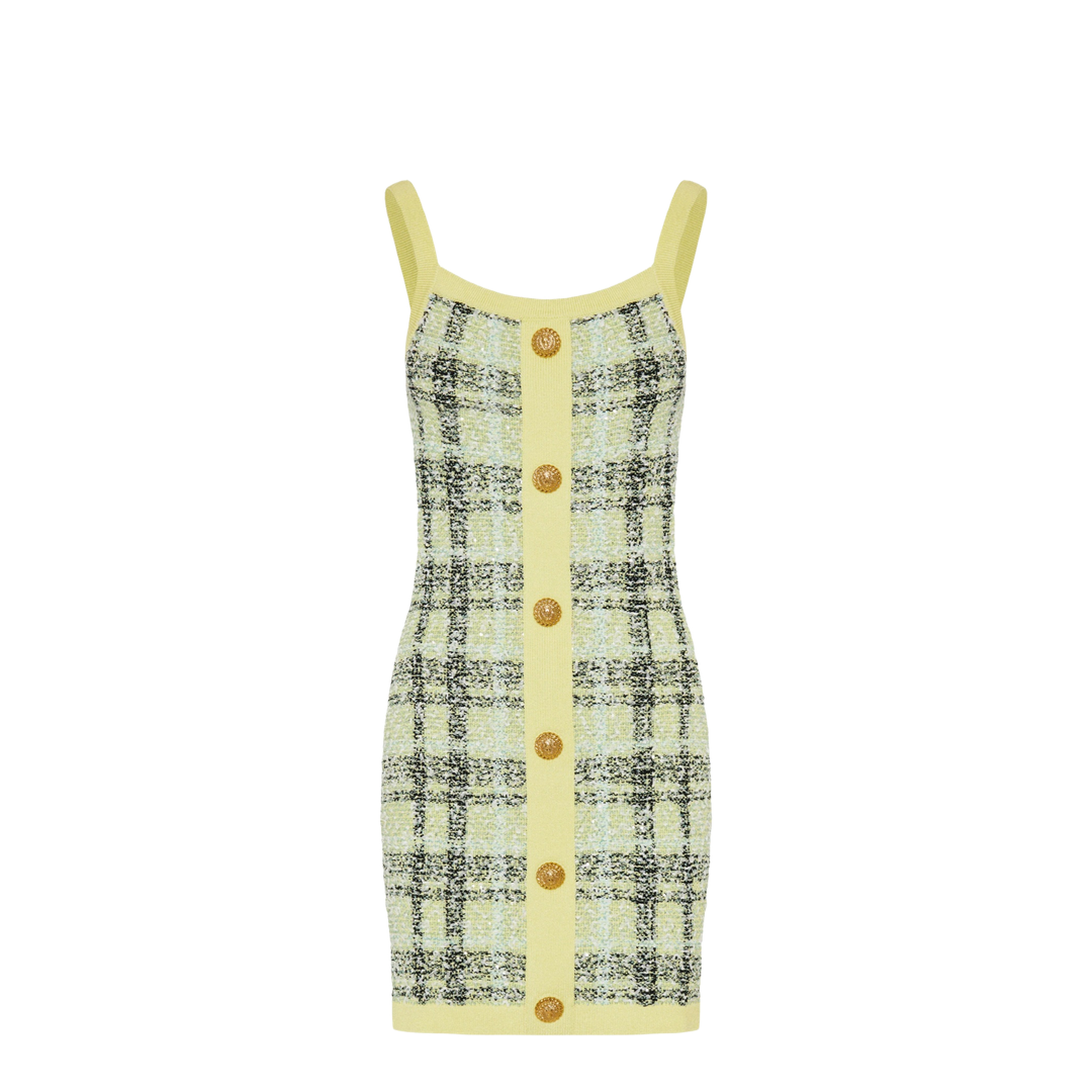Embroidered Tweed Dress Yellow