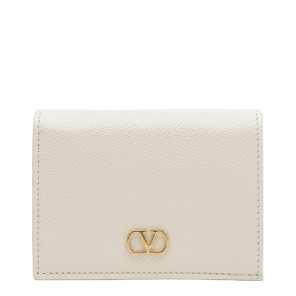 VLogo Signature Ivory Leather Wallet
