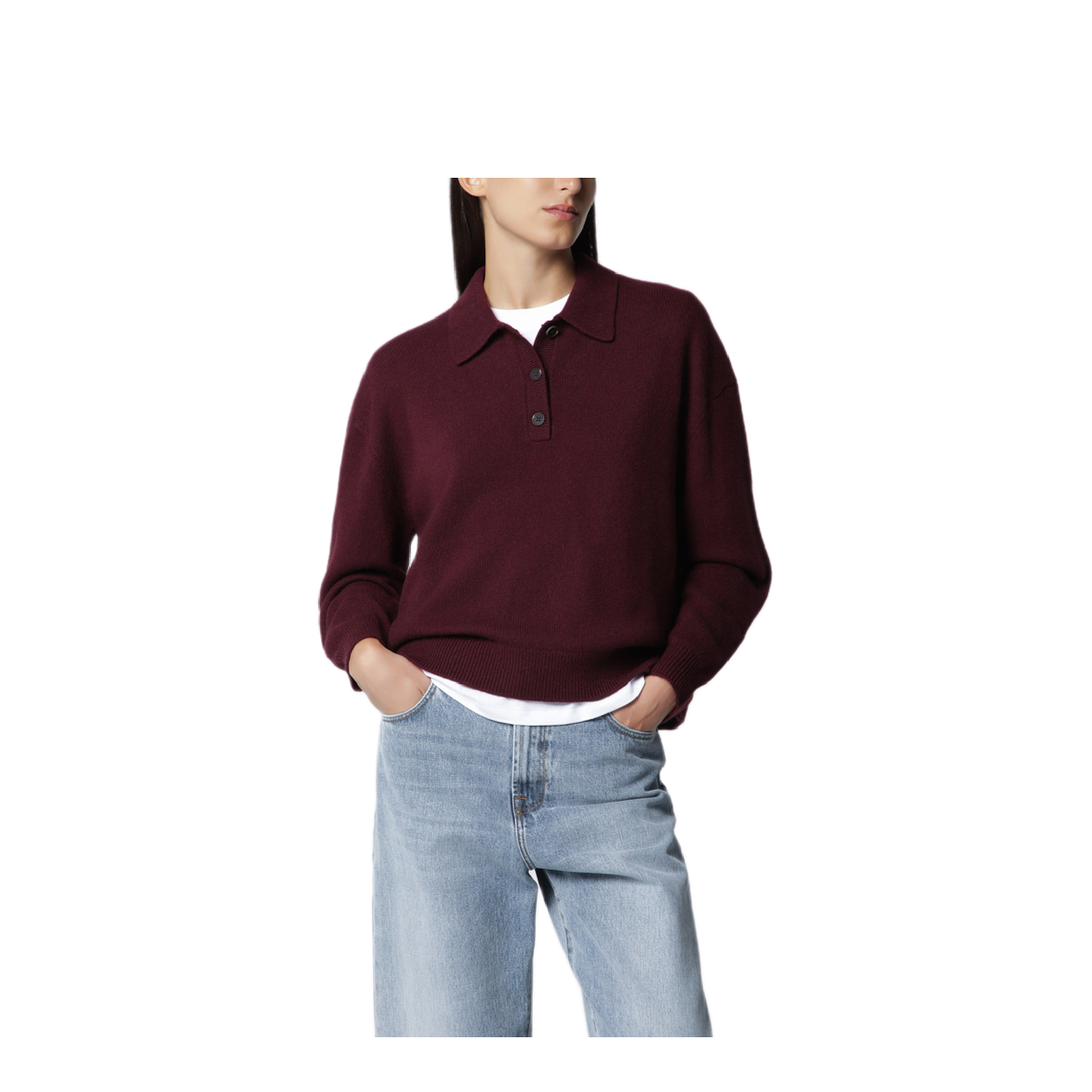 MAYFEYR - Anine Bing - Burgundy Cashmere Polo Sweater - A-09-12289WSBGN28