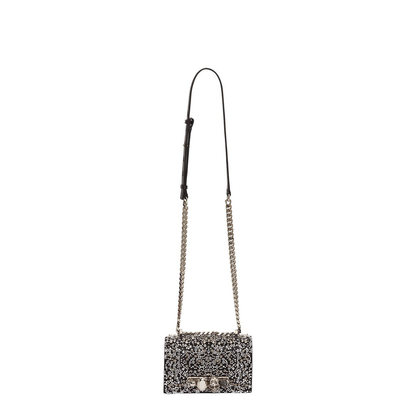 Crystal-Embellished Mini Jewelled Satchel in Black