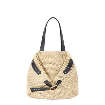 Punch Hole Medium Straw Bucket Bag