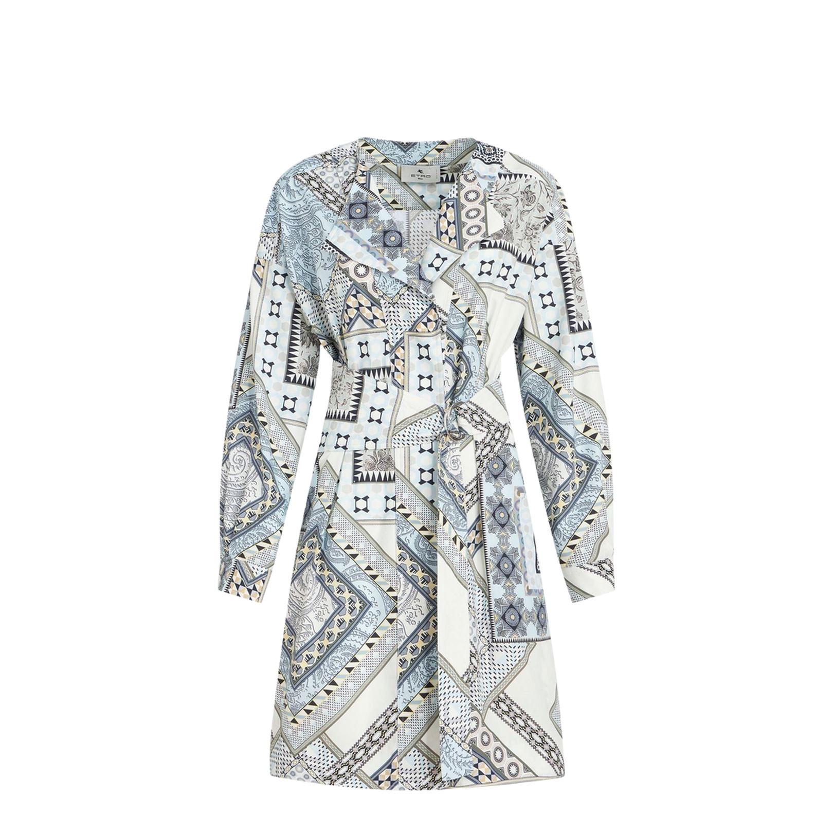 Mix-Print Belted Dress