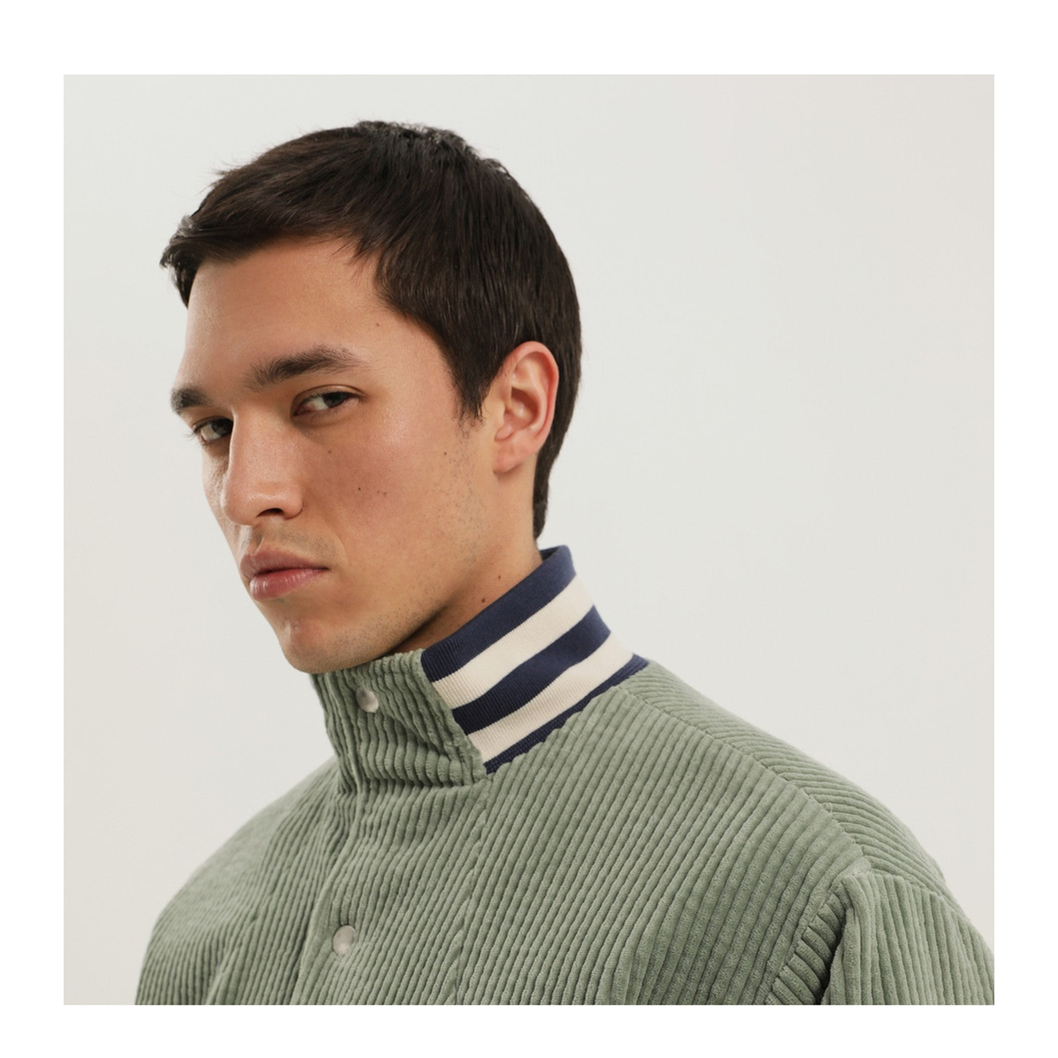 MAYFEYR - 1989 STUDIO - Light Green Corduroy Varsity Jacket - F04MBD002FAB0017100