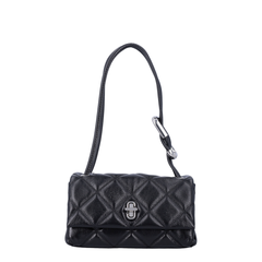 Quilted Mini Calf Leather Shoulder Bag - Black