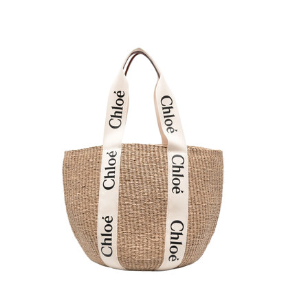 Woody Large Raffia Basket Bag - Ivory