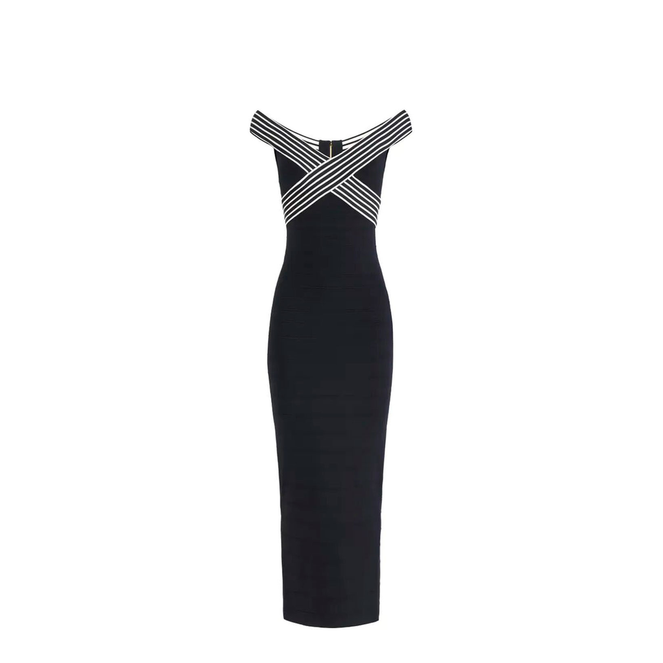 MAYFEYR - Elisabetta Franchi - Knit Long Dress With Striped Bands - AM75S61E2685