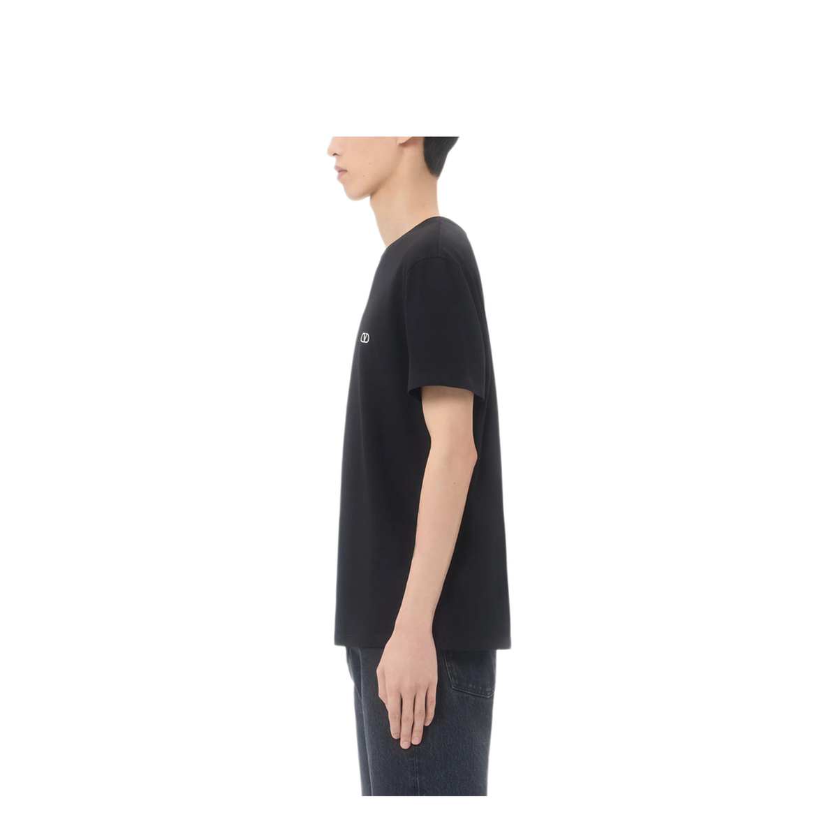 Black Cotton T-Shirt With Vlogo Embroidery