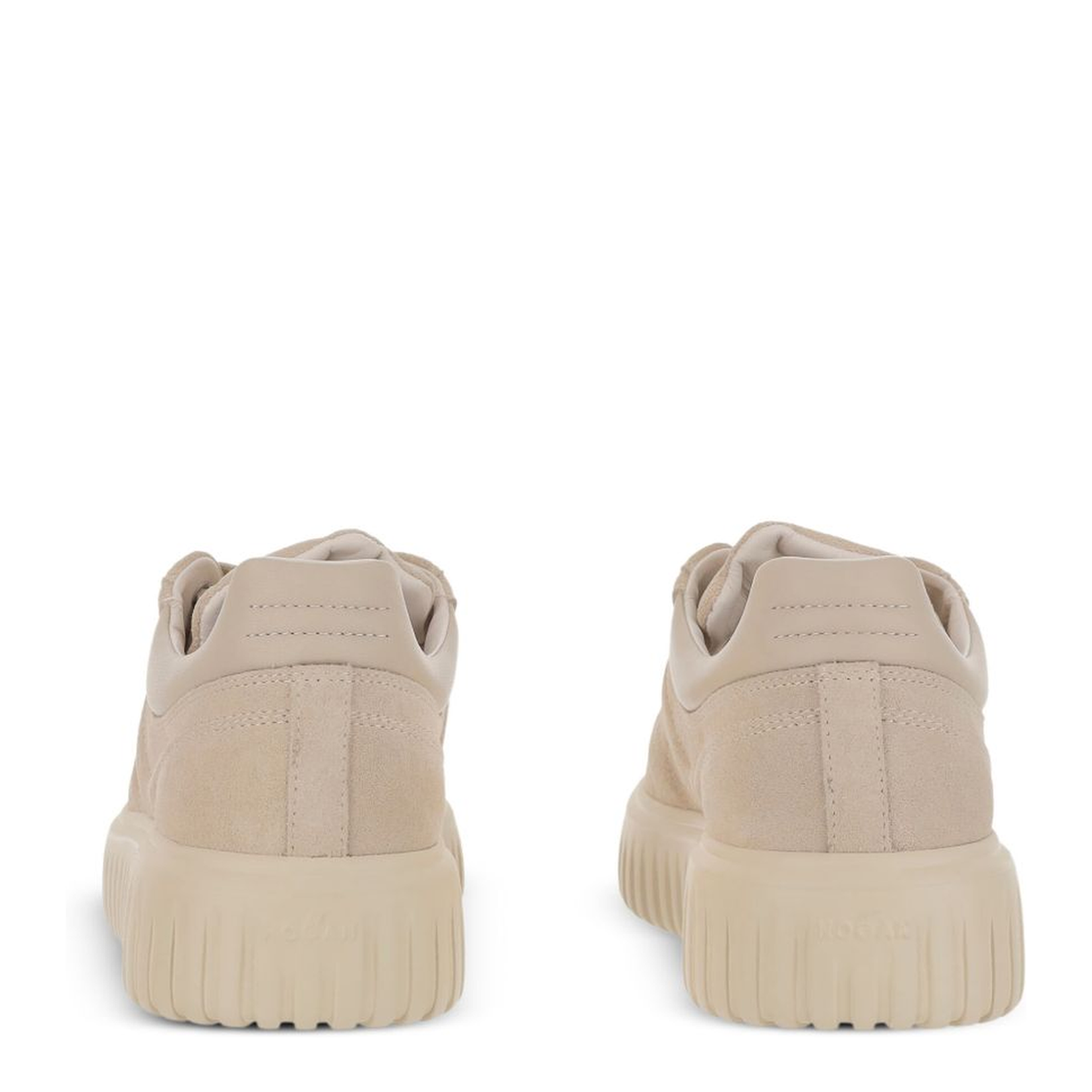 Beige Suede Upper Vertical Stripes Round Toe Lace-Up Front