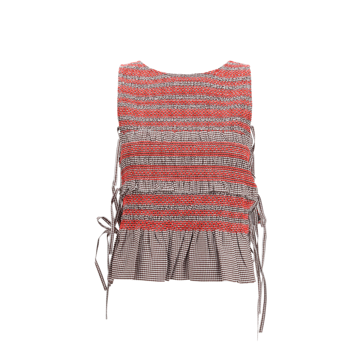 MAYFEYR - Ganni - Elastic Printed Top With Ruching And Side Ties - A1040365979