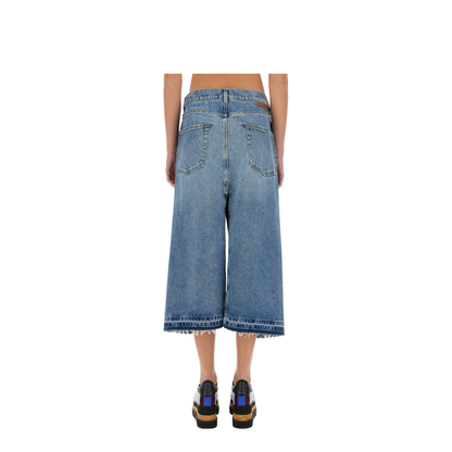 Denim Skirt with Contrasting Panel