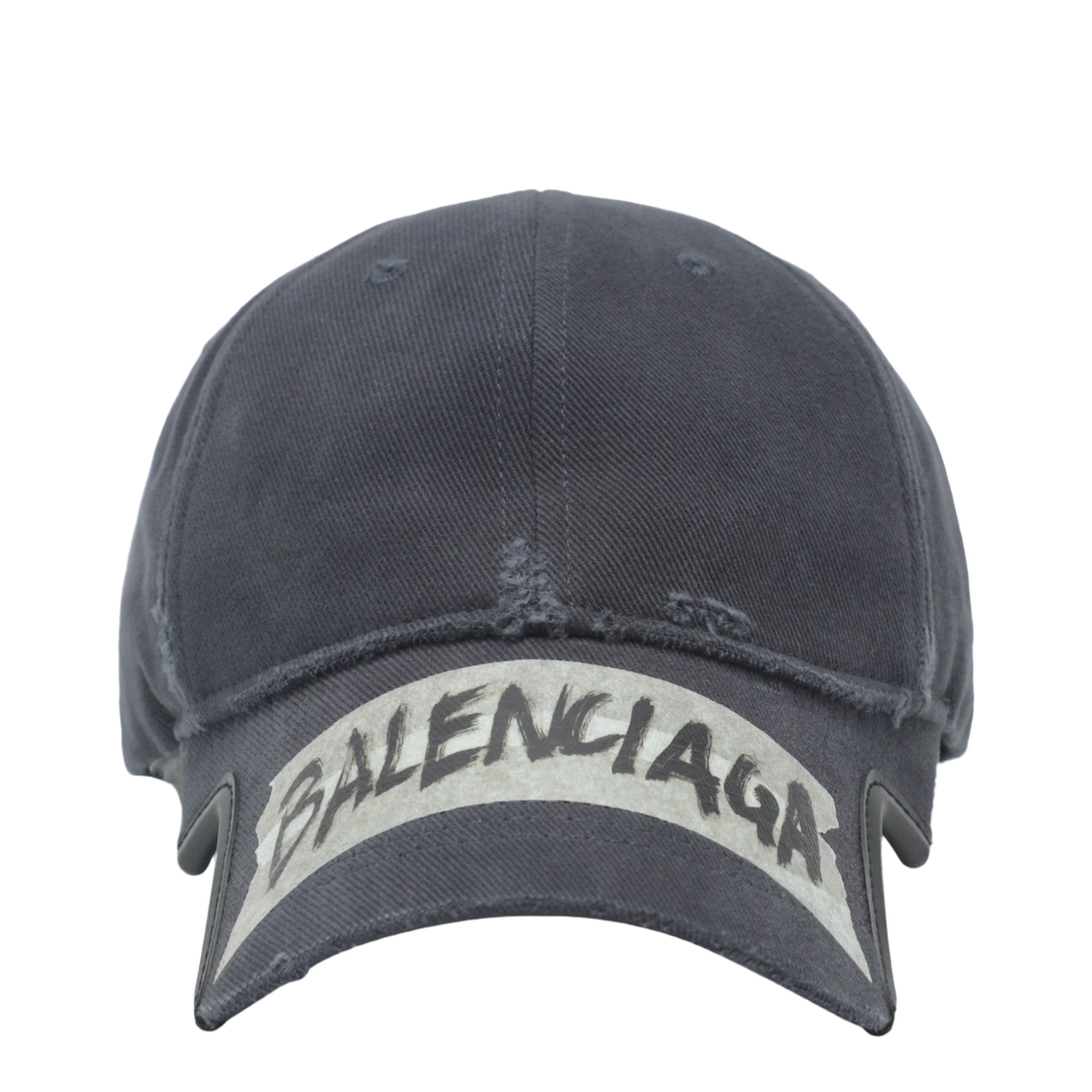 Black Washed-Effect Masking Tape Cap