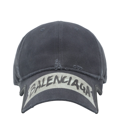 Black Washed-Effect Masking Tape Cap