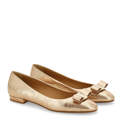MAYFEYR - Ferragamo - Vara Bow Craquelé Finish Leather Ballerinas - 01L3420795427