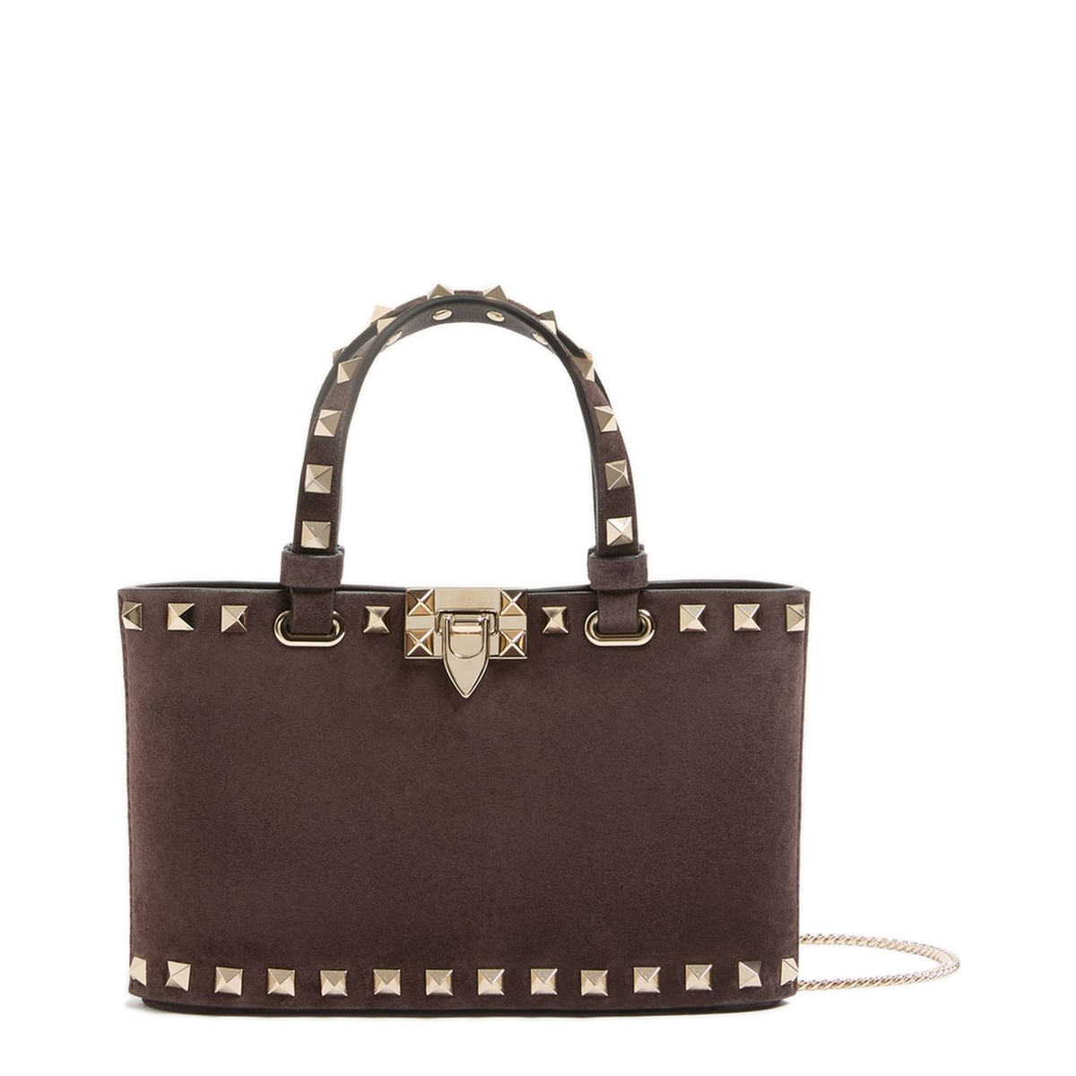 Rockstud Mini Suede Shopping Bag - Ebony