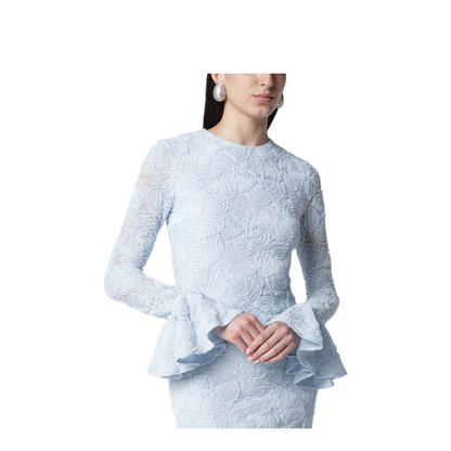 Light Blue Ruffled Mesh Mini Dress