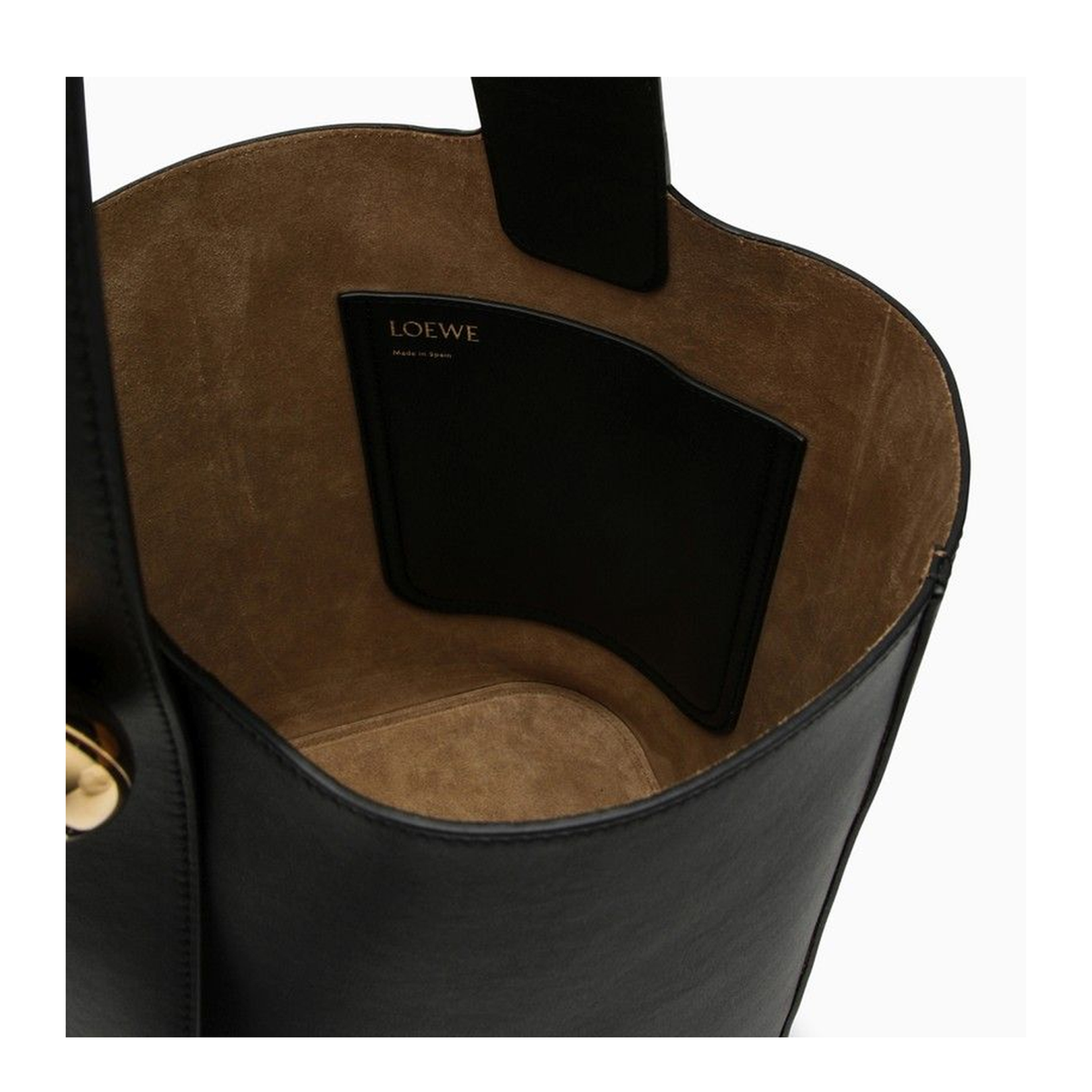 Medium Pebble Bucket Bag in Smooth Calfskin Black