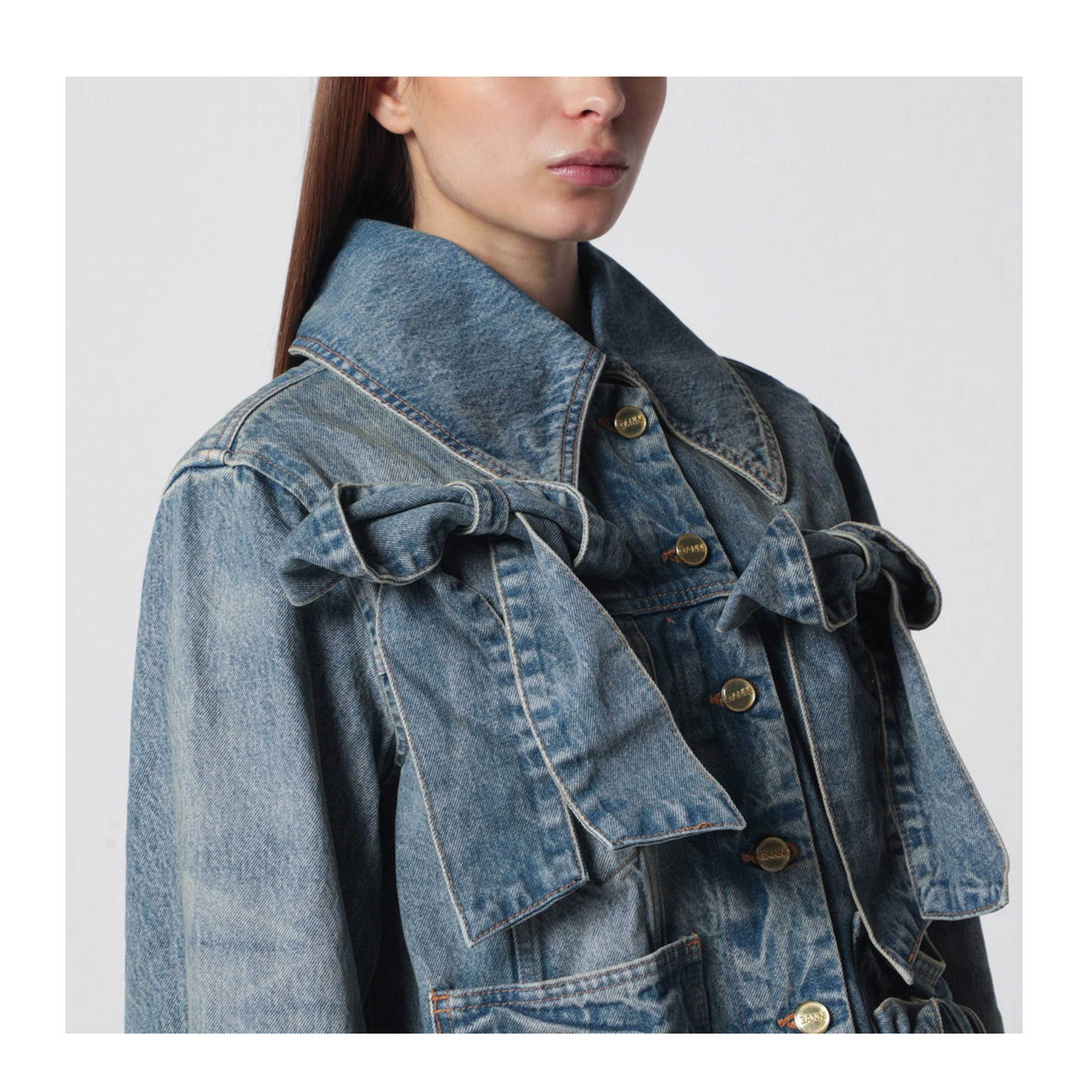 Denim Jacket with Bows