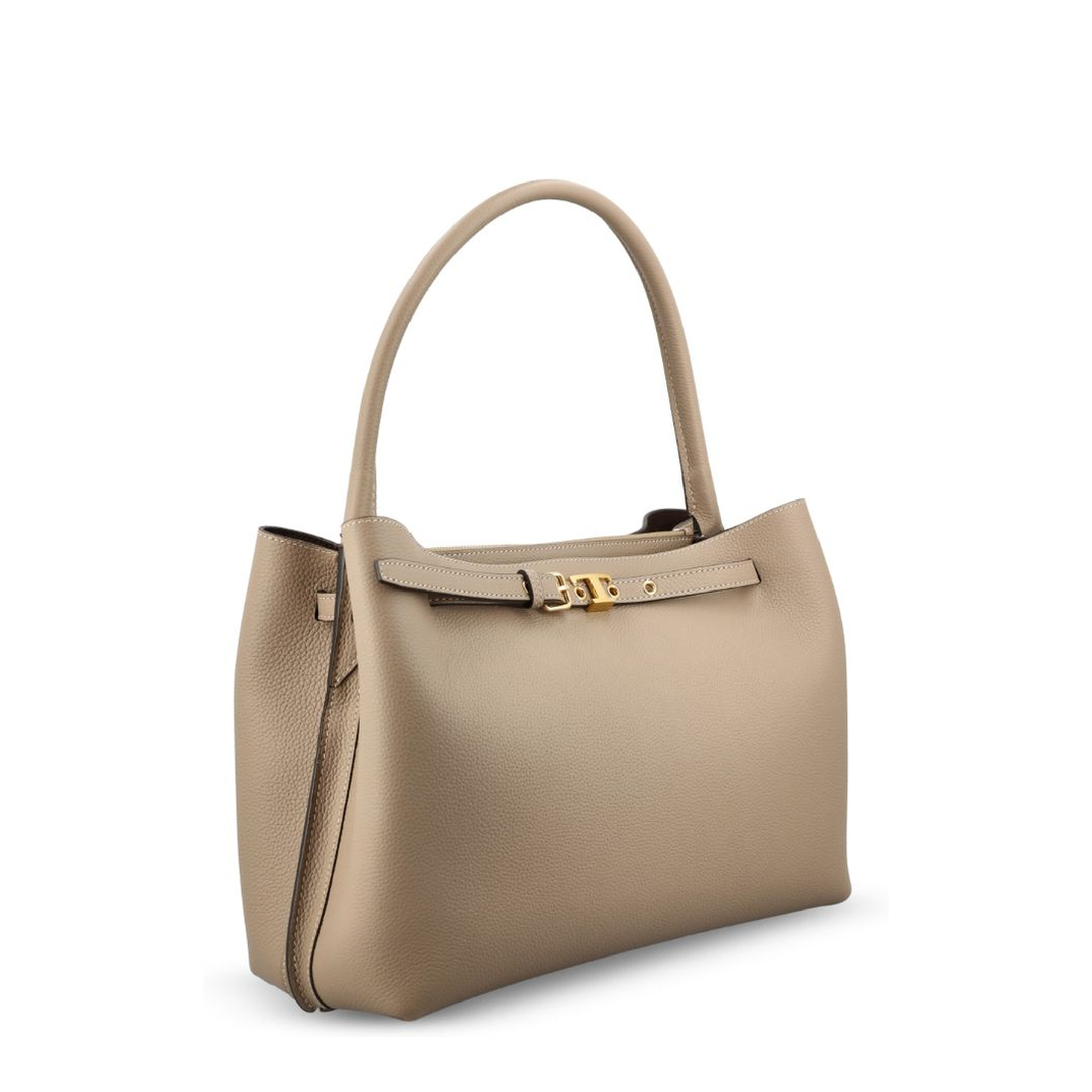 T Timeless Small Calf Leather Tote Bag - Beige Taupe