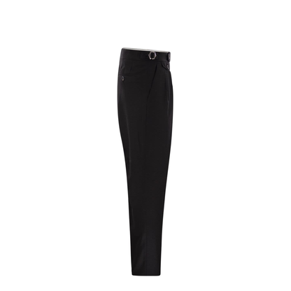 Virgin Wool Canvas Trousers Black