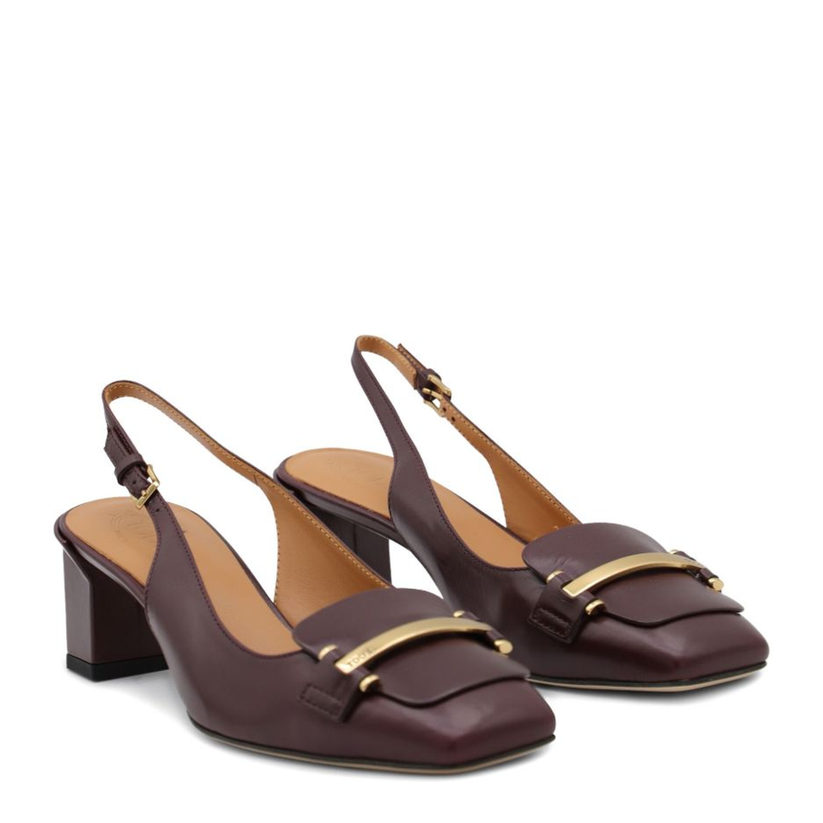 Brown 50Mm Slingback-Bar Pumps