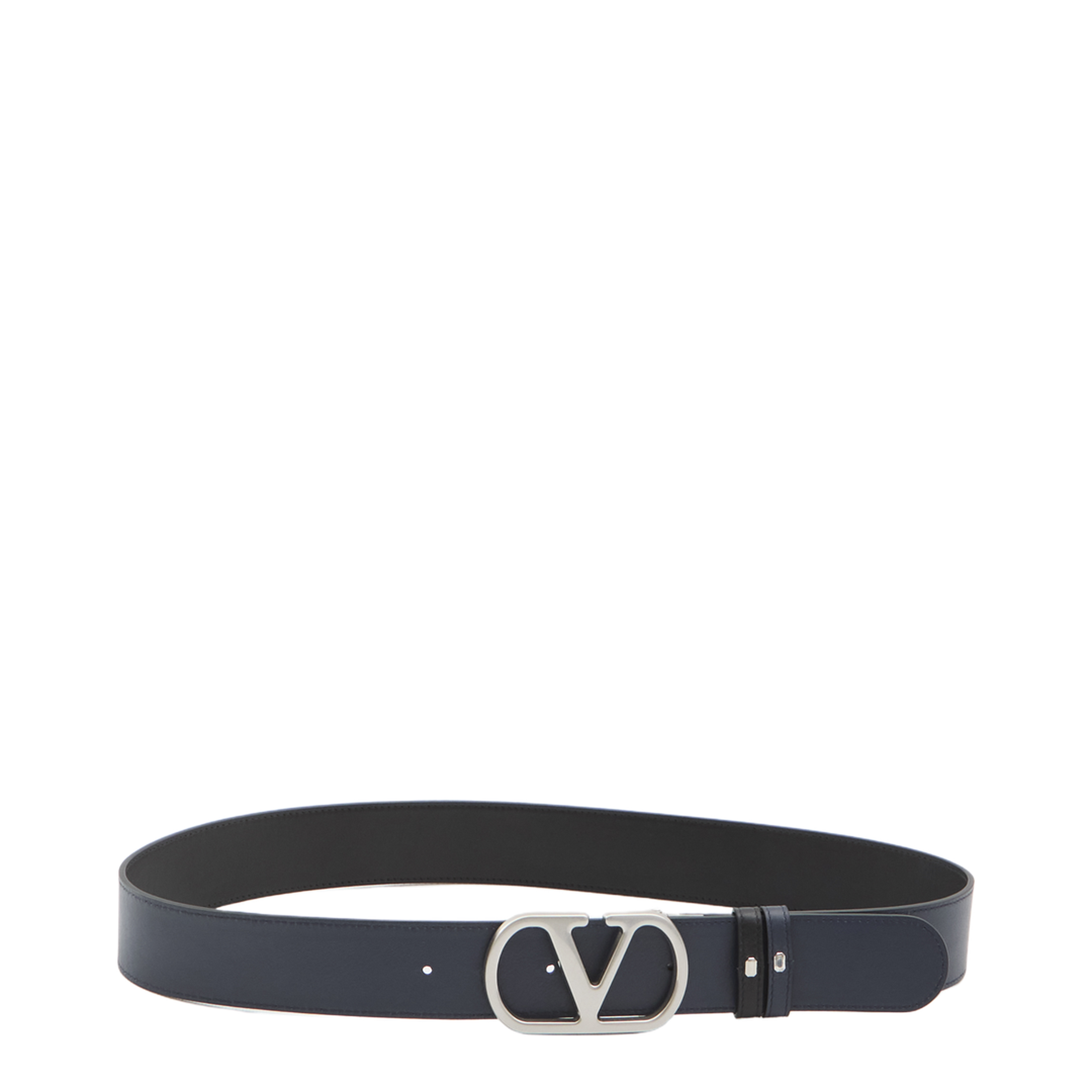 Black Belt with VLogo Buckle in Leather