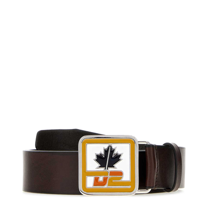 MAYFEYR - Dsquared2 - Dark Brown Leather D2 Patch Belt - BEM0734129000015081