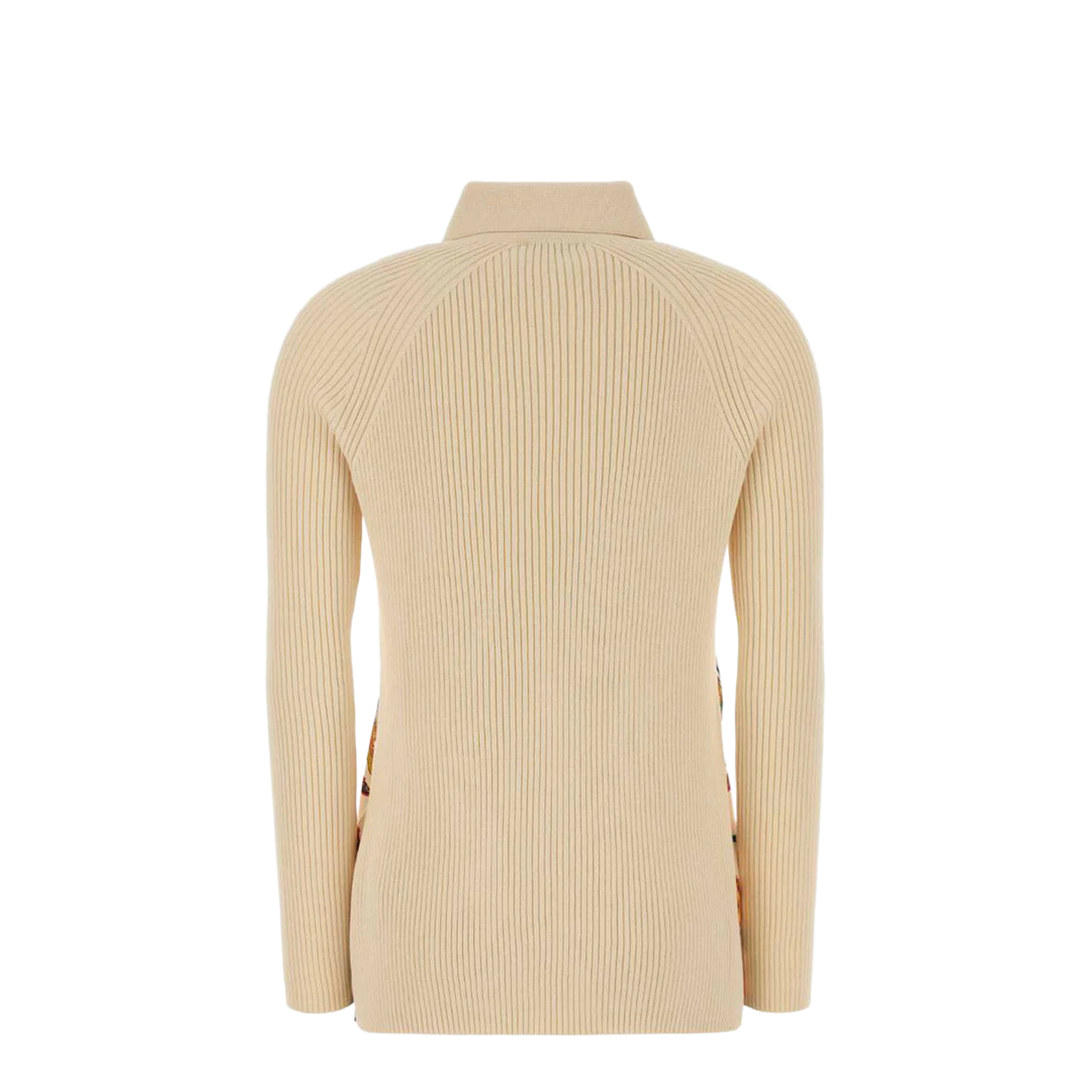Ivory Knit and Silk Polo Shirt
