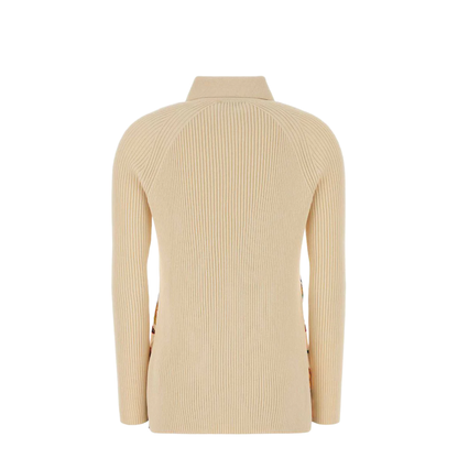 Ivory Knit and Silk Polo Shirt