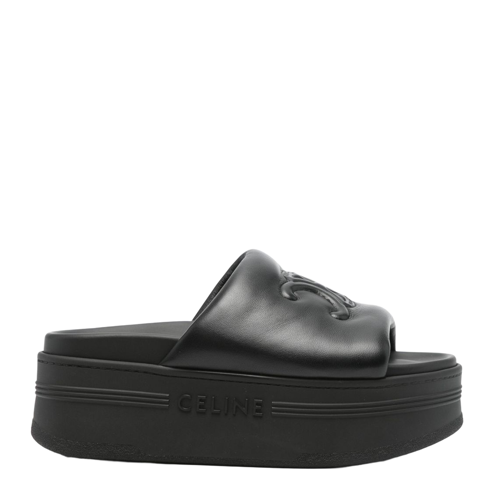 Block Slide with Triomphe in Lambskin - Black