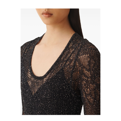 MAYFEYR - Fabiana Filippi - Lace Dress Maxi Length Scoop Neckline In Blue - ABD276F606D8645146