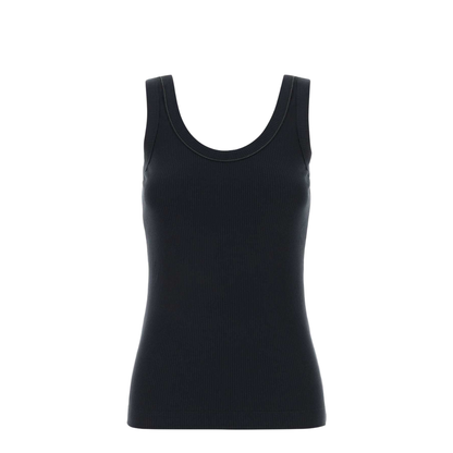 Dark Blue Stretch Cotton Tank Top