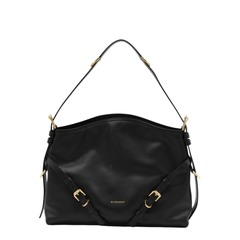 Voyou Medium Shiny Leather Shoulder Bag - Black