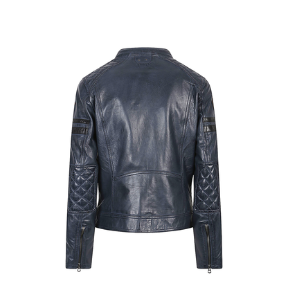 Leather Moto Jacket Blue and Green