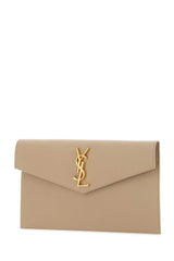 Uptown Leather Clutch, Gold Hardware