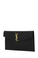 Uptown Leather Clutch, Gold Hardware