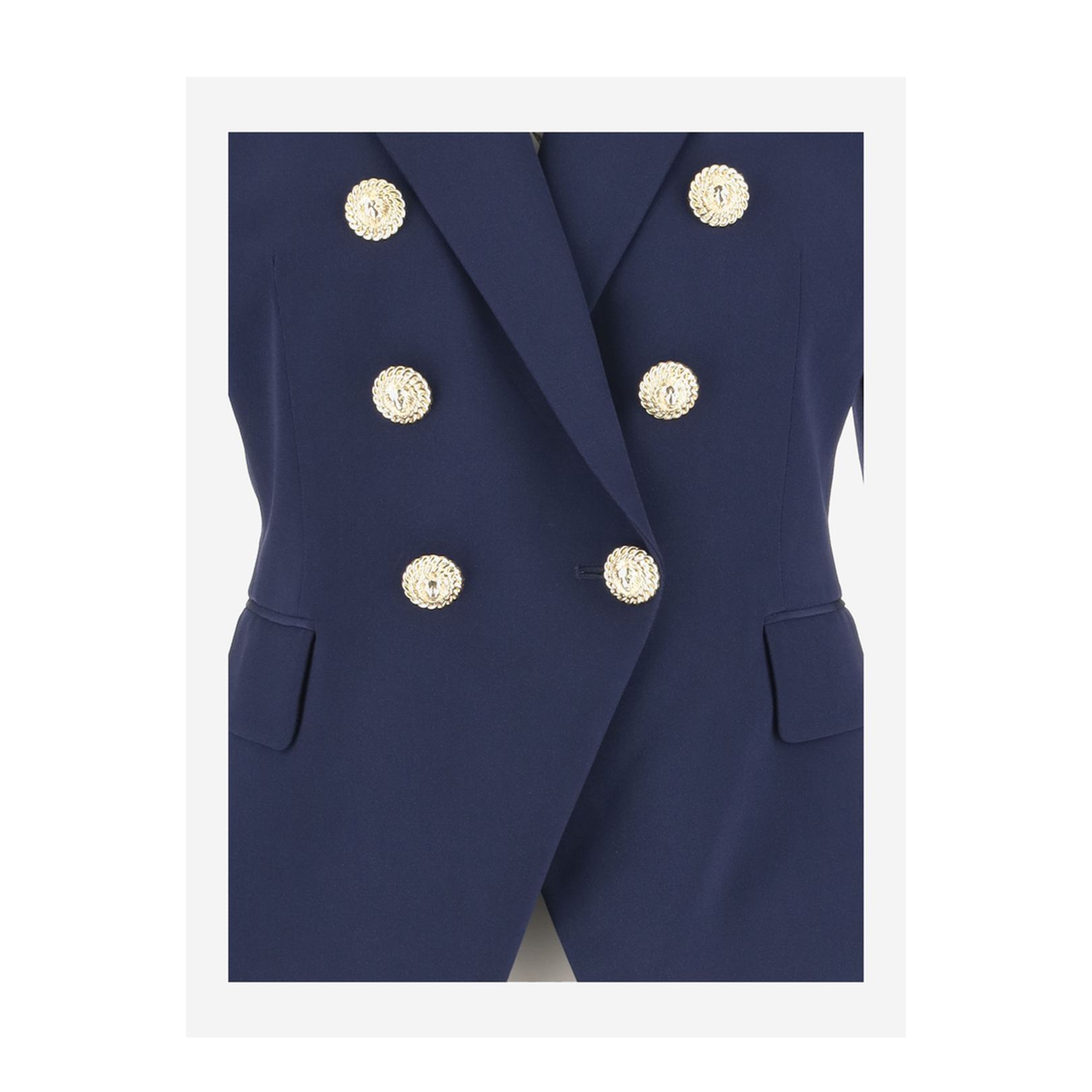 Double-Breasted Jacket in Blue Grain de Poudre Wool