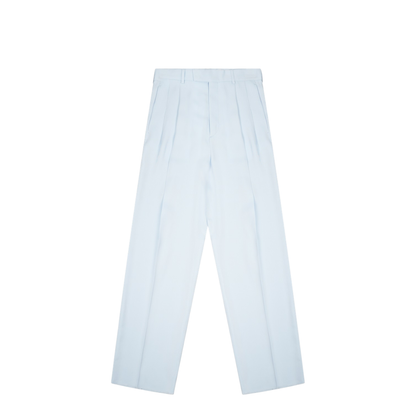 Viscose And Silk Twill Straight Trousers