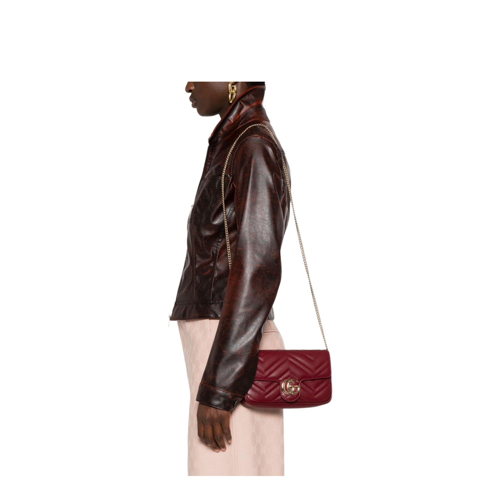 GG Marmont Small Leather Shoulder Bags - Burgundy