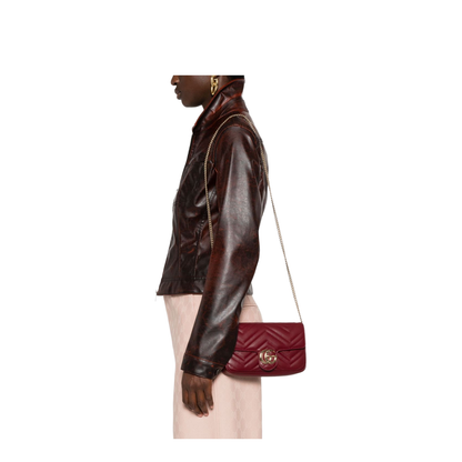 GG Marmont Small Leather Shoulder Bags - Burgundy