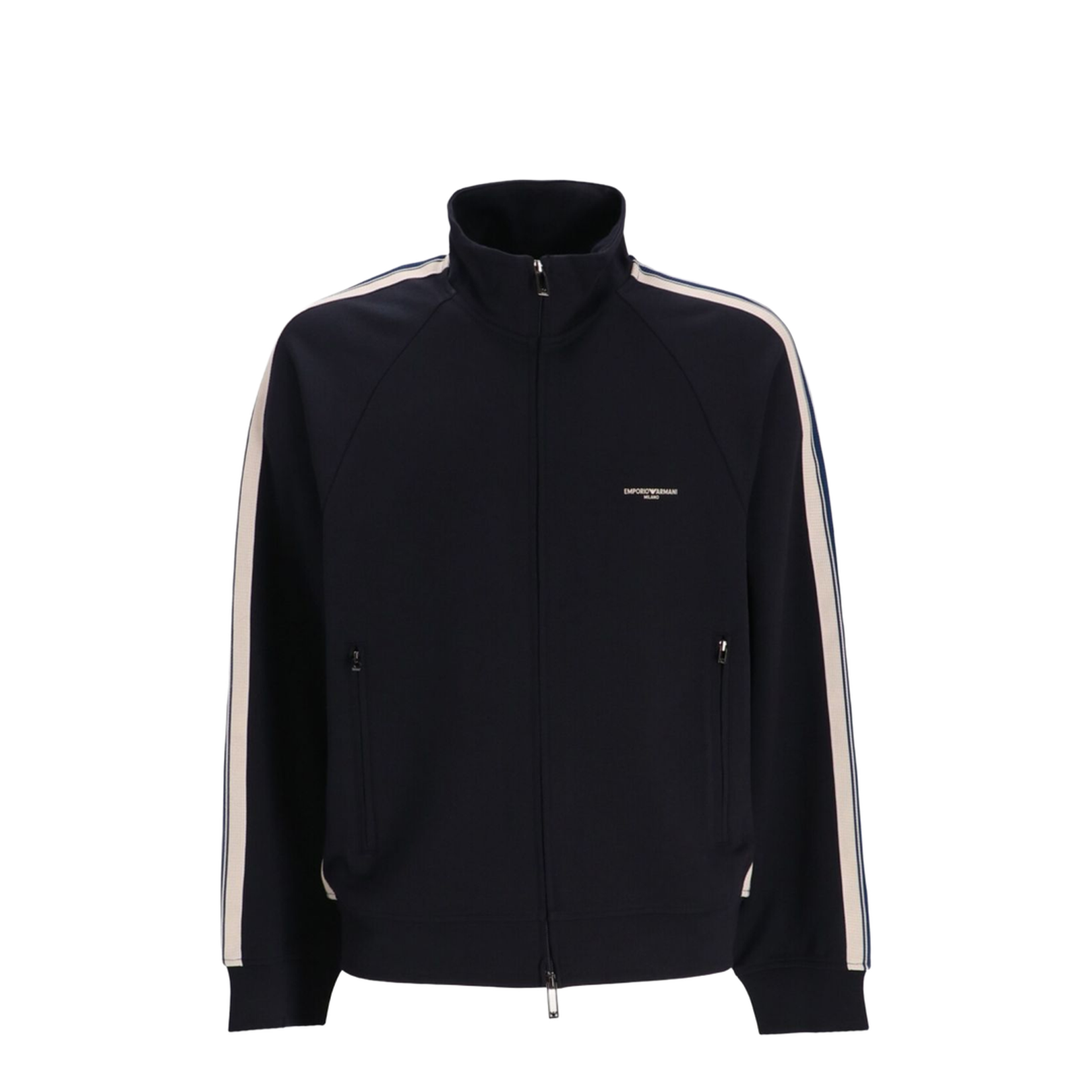 Full-Zip Sweatshirt in Jersey with Contrasting Bands