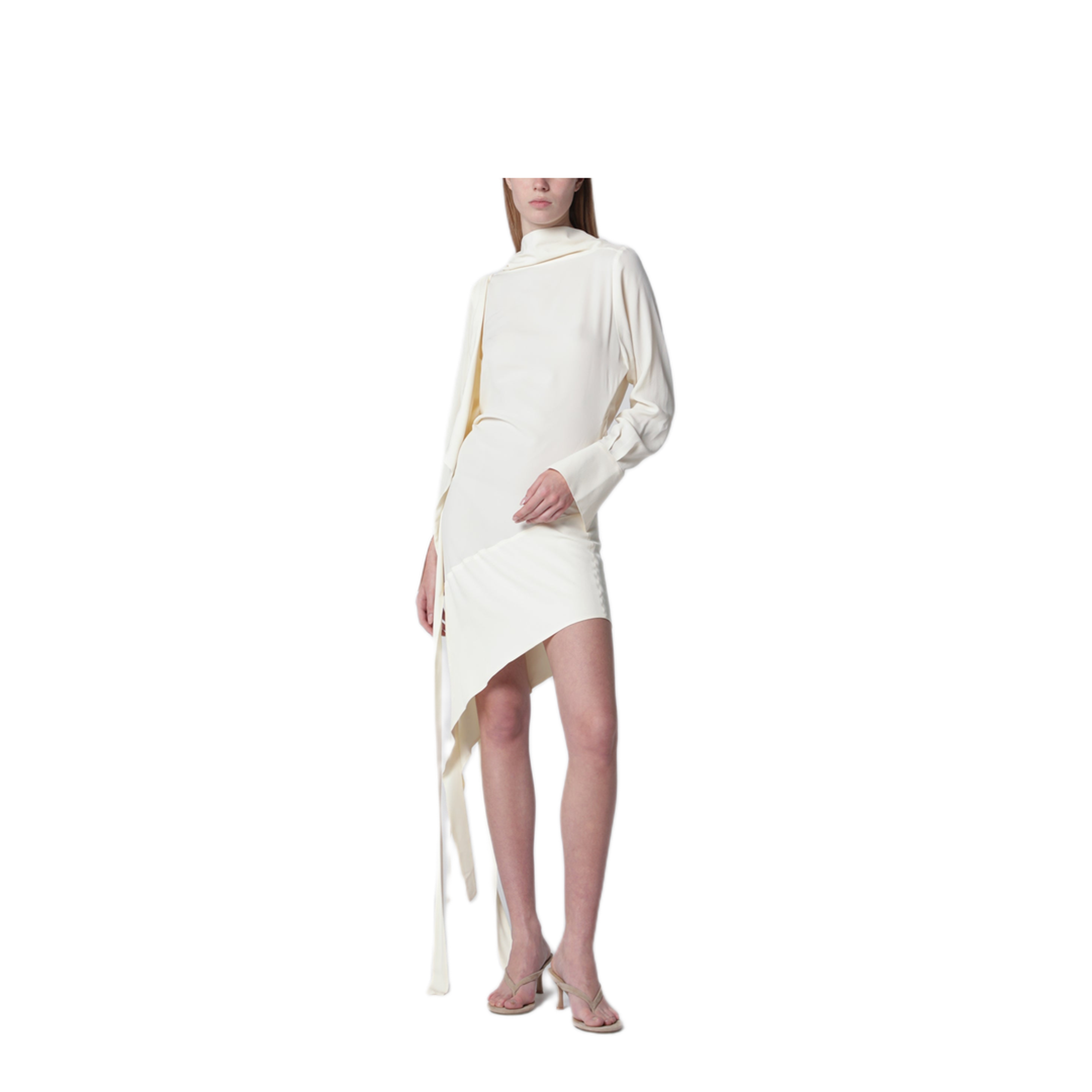 MAYFEYR - Francesco Murano - White Asymmetric Silk Blend Dress - DR562T03300