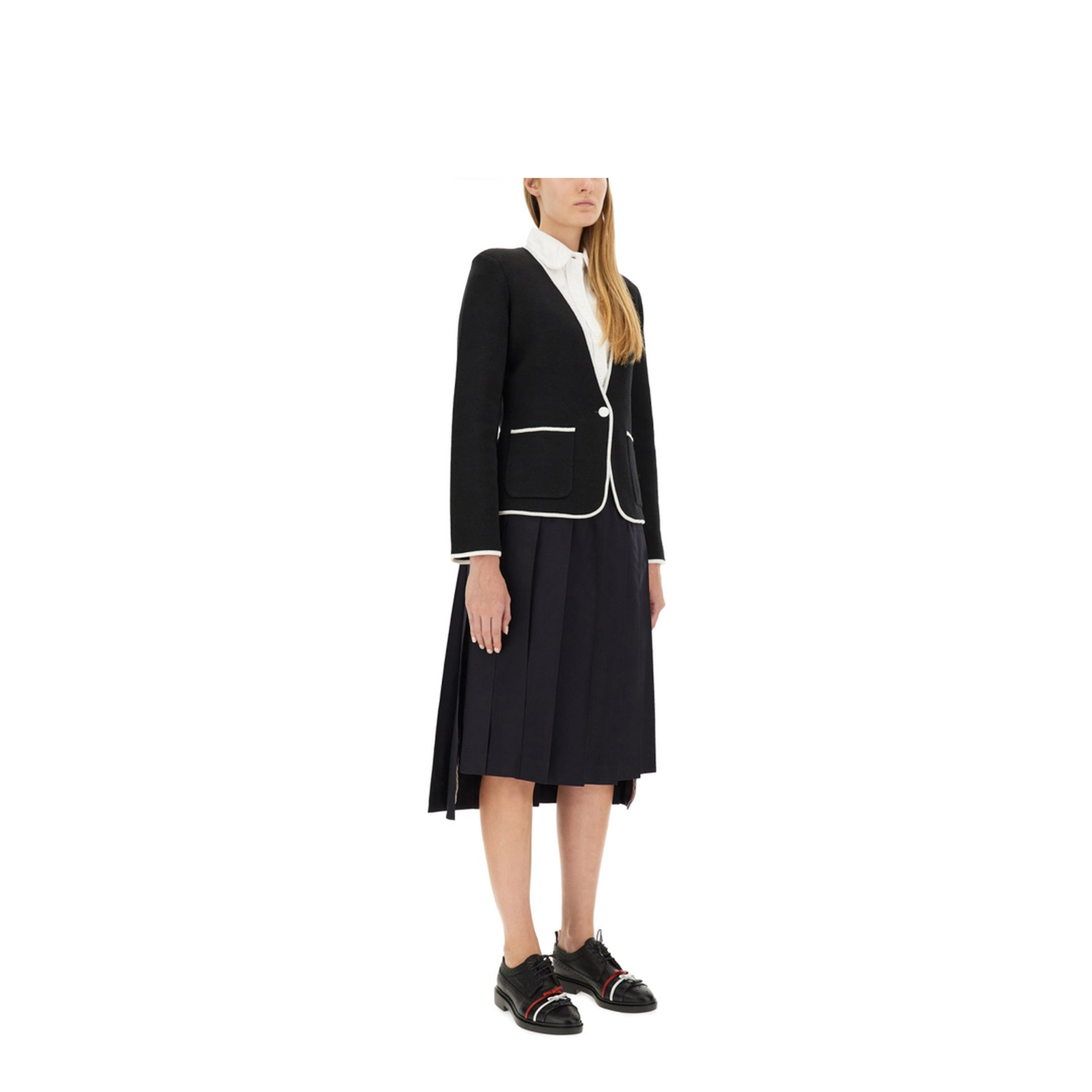 Single-Breasted Collarless Jacket