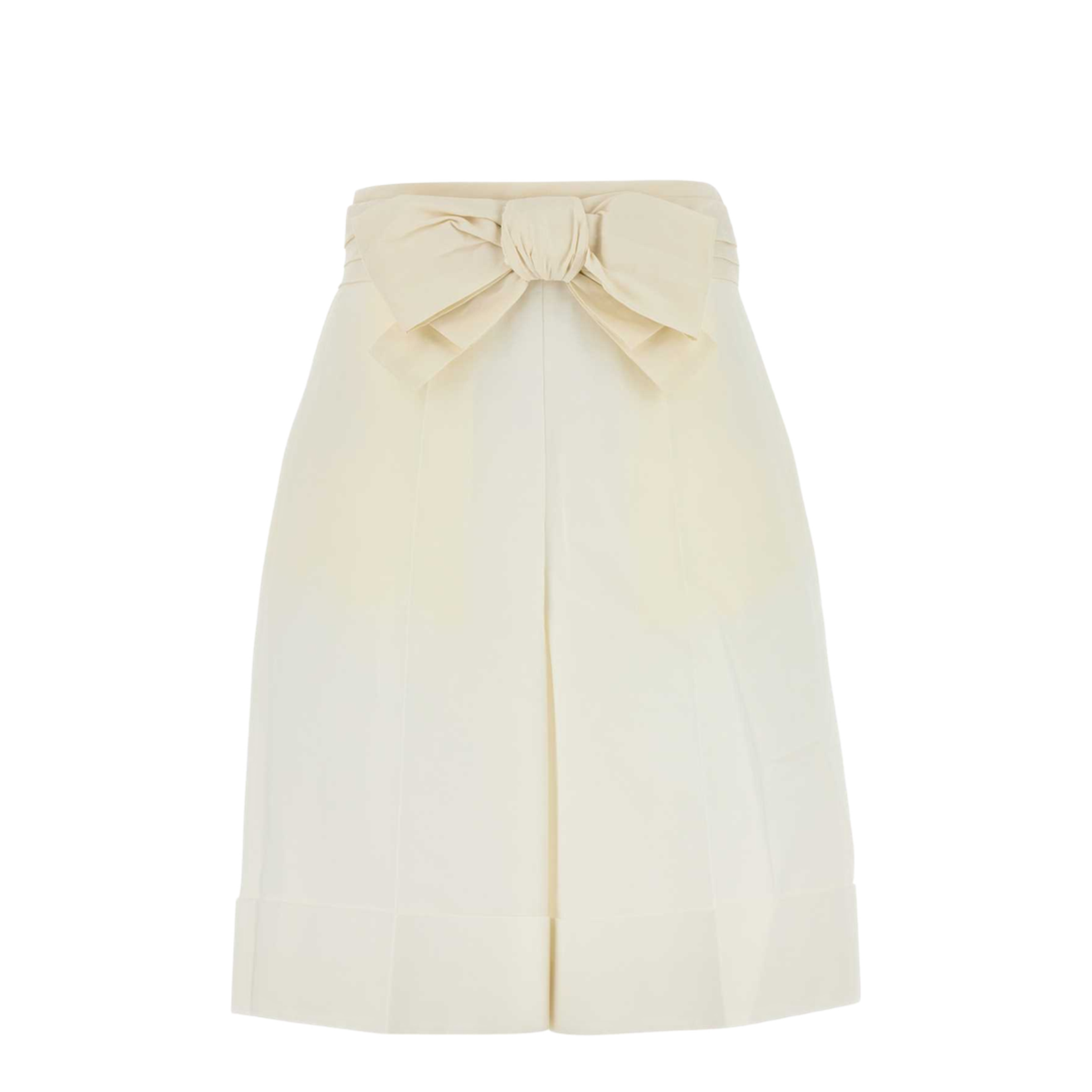 White Cotton Blend Bermuda Shorts