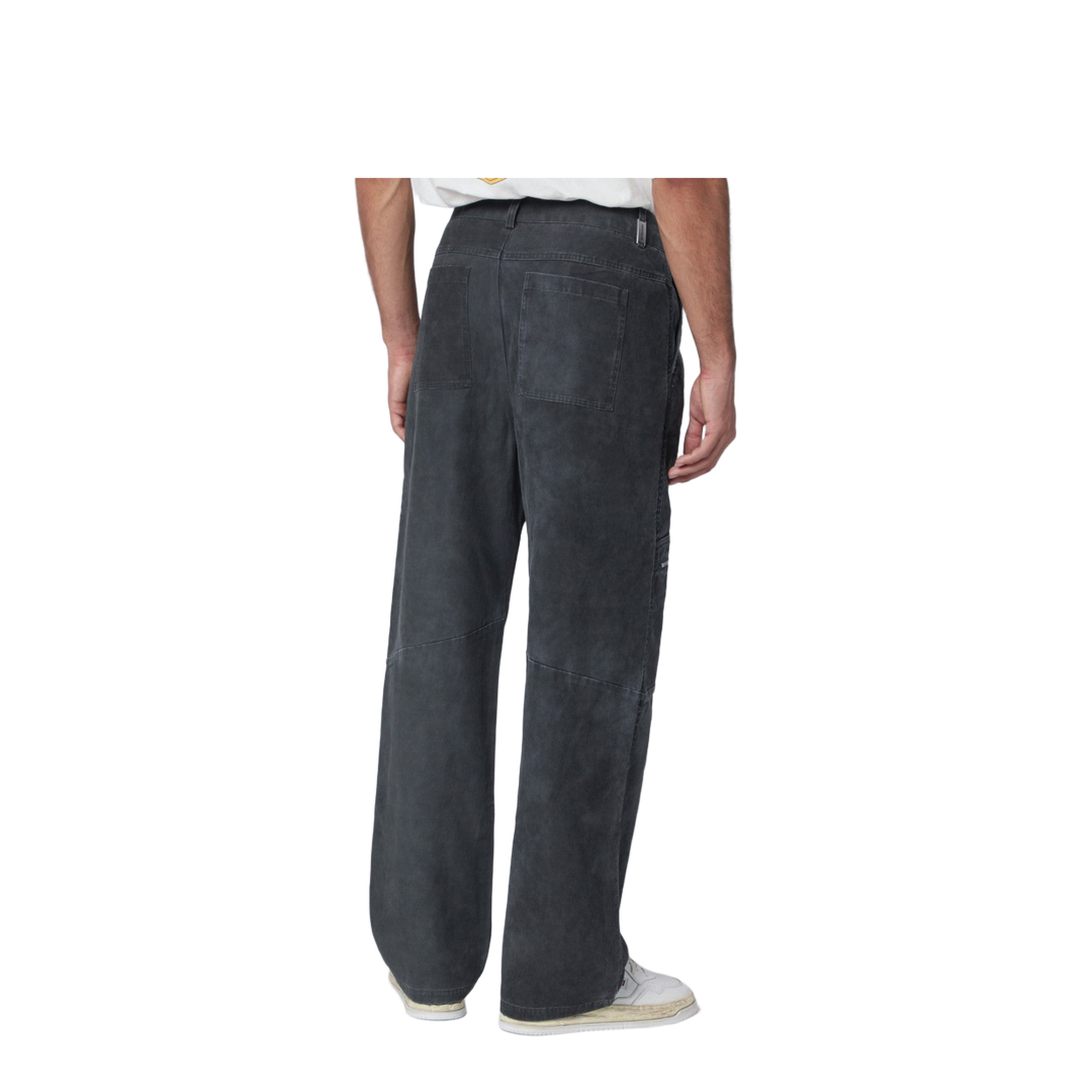 Washed-effect black cotton trousers