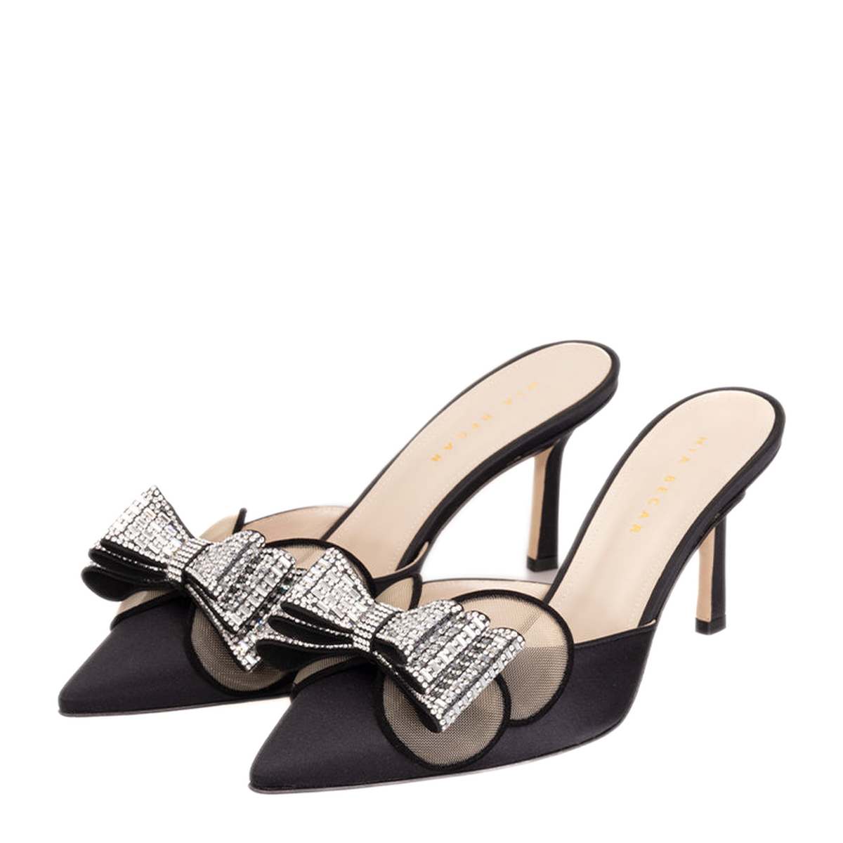 MAYFEYR - MIA BECAR - Aurora Mule Black Satin - AURORAMULE70BLACKSATIN