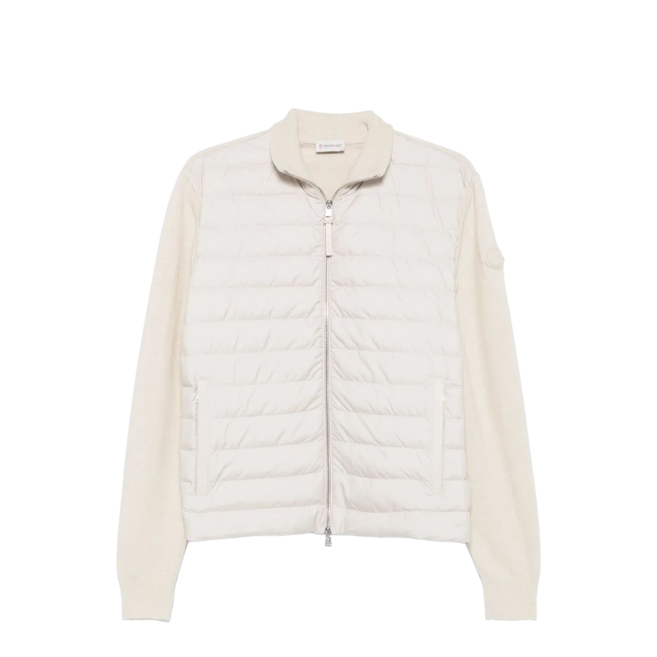 White Padded Wool & Cashmere Zip-Up Cardigan