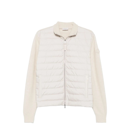 White Padded Wool & Cashmere Zip-Up Cardigan