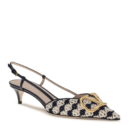 MAYFEYR - Valentino - Vlogo Signature Slingback Pumps In Crochet Fabric - 8W0S0Q70JZU
