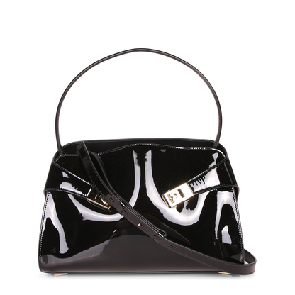 MAYFEYR - Ferragamo - Glossy Patent Leather. Metallic Closure. Top Handle And Adjustable Strap. - 793350219816039