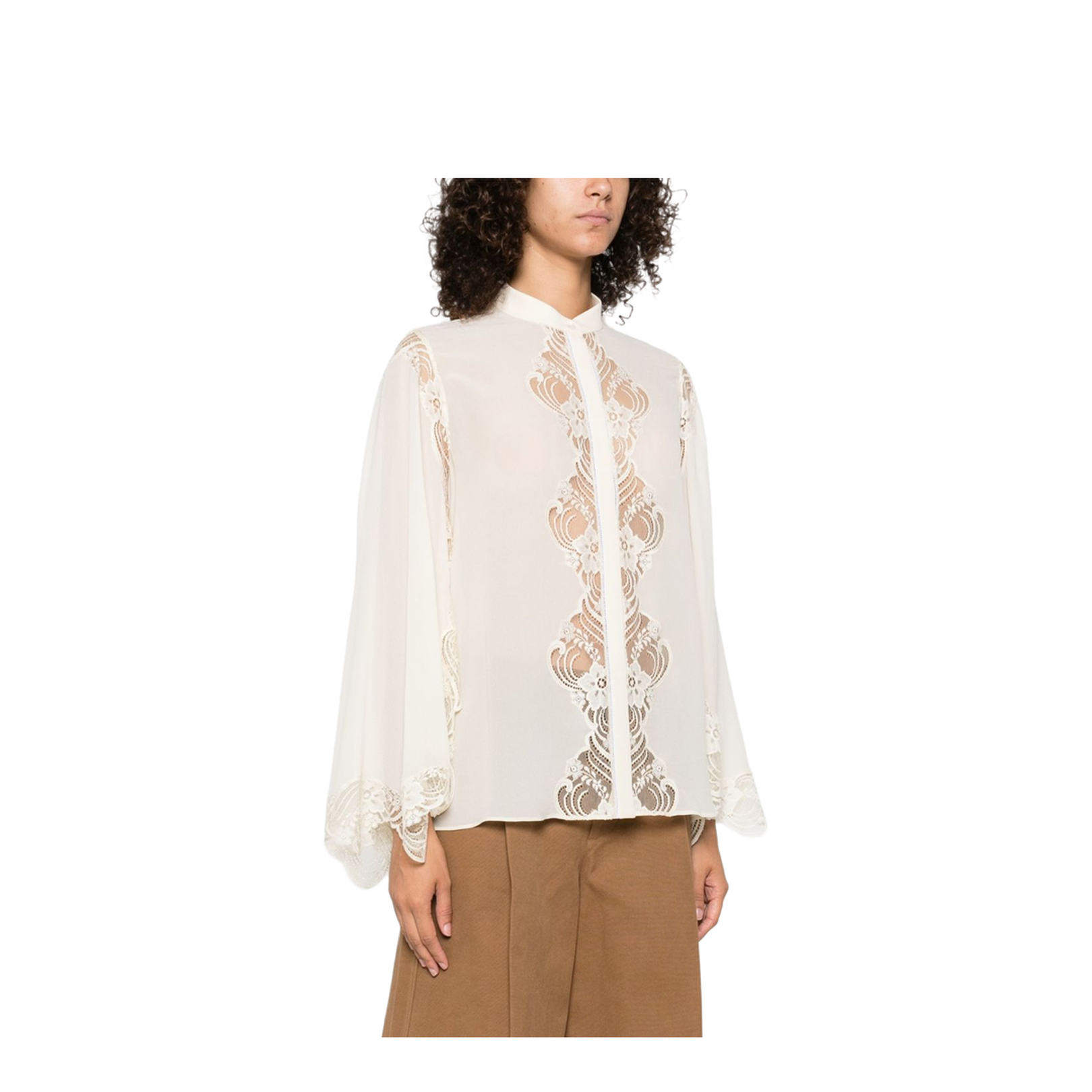 Fluid Blouse in Silk Georgette & Lace